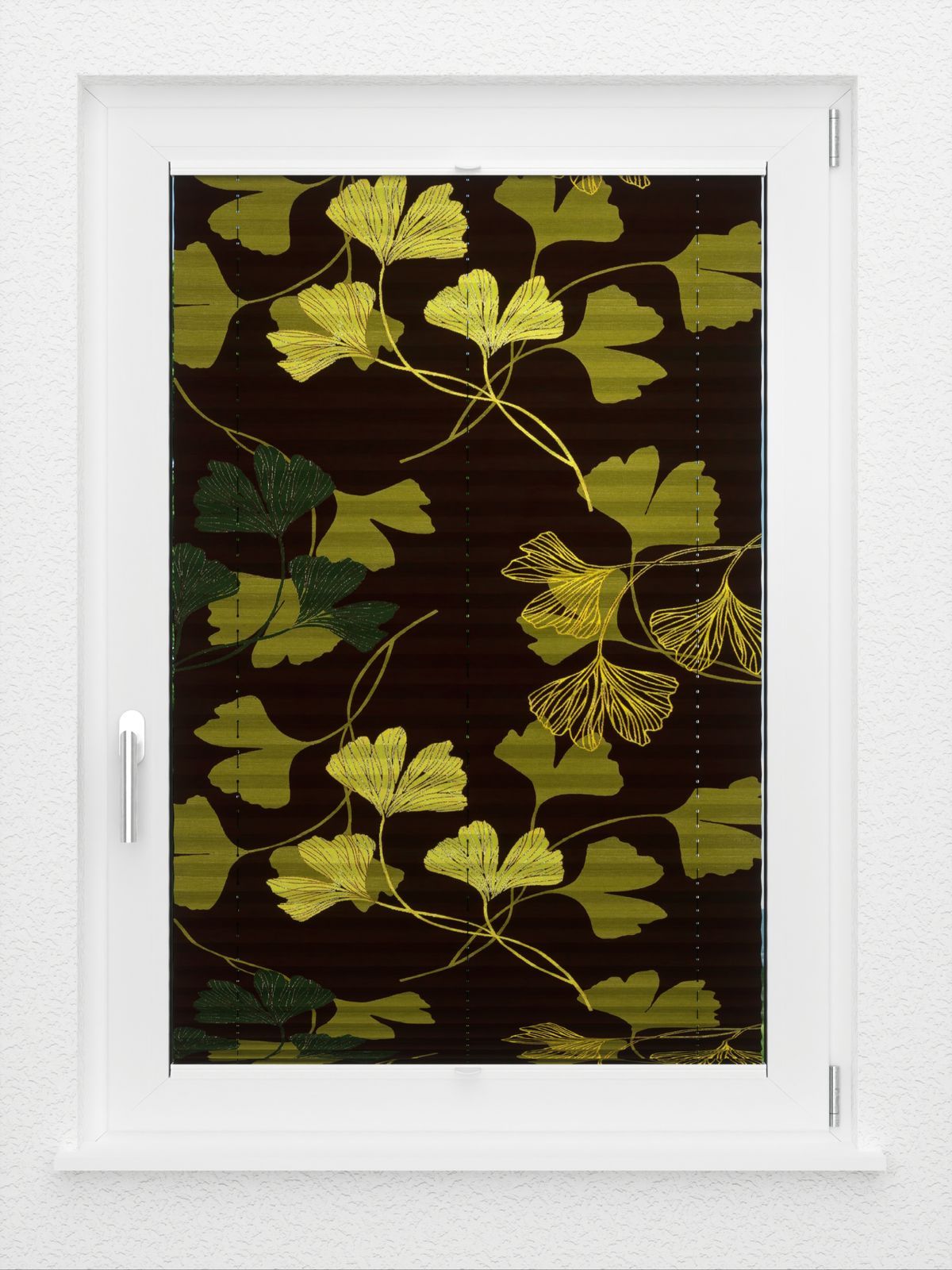Detailansicht LYSEL HOME Plissee 428A Ginkgos Midnight